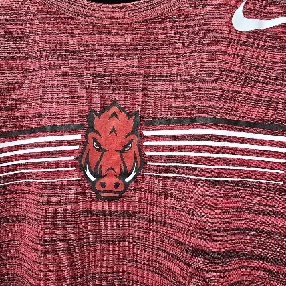 Arkansas Razorbacks Shirt Mens XL Red NCAA Football Nike Dri Fit Heathered